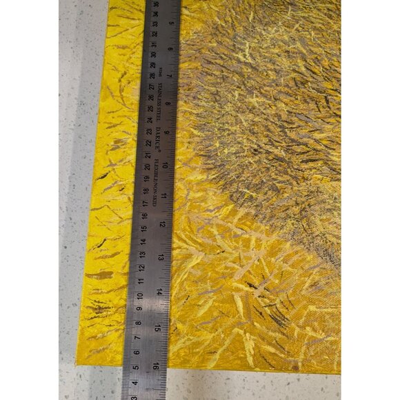 Abstract Yellow Textured Canvas Art Signed by Artist  Contemporary Original Pain - Picture 3 of 16